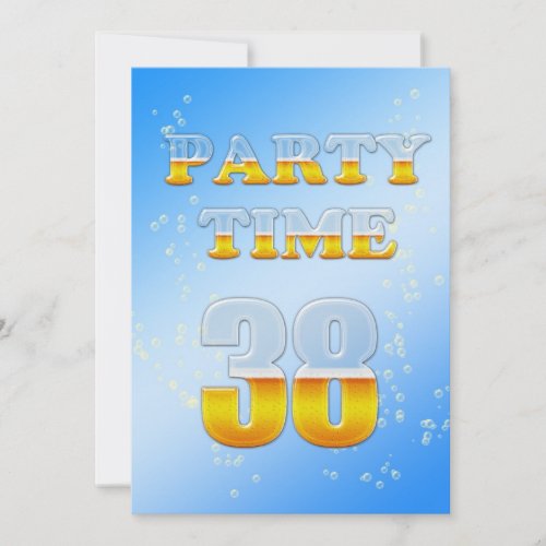 38th birthday party invitation with beer