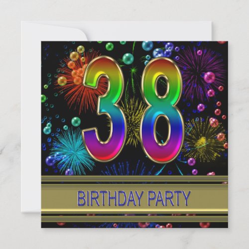 38th Birthday party Invitation with bubbles