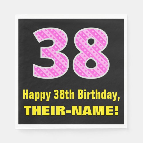 38th Birthday Pink Stripes and Hearts 38  Name Napkins