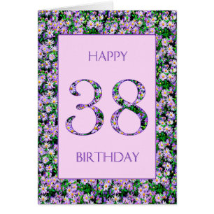 38th Birthday Purple Daisies Cards