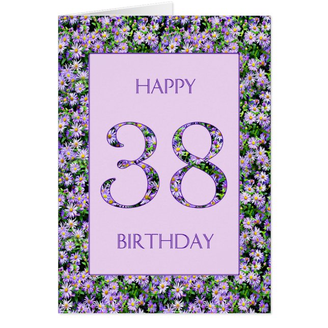 38th Birthday Purple Daisies Cards (Front)