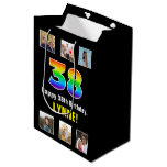 [ Thumbnail: 38th Birthday: Rainbow “38“, Custom Photos & Name Gift Bag ]