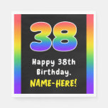 [ Thumbnail: 38th Birthday: Rainbow Spectrum # 38, Custom Name Napkins ]