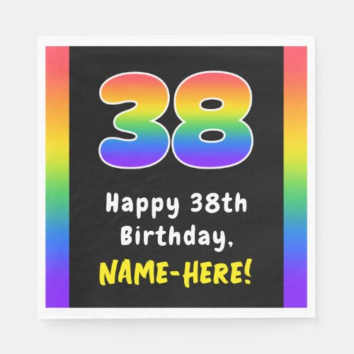 38th Birthday Rainbow Spectrum  38 Custom Name Napkins