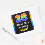 [ Thumbnail: 38th Birthday: Rainbow Spectrum # 38, Custom Name Sticker ]