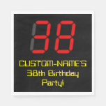 [ Thumbnail: 38th Birthday: Red Digital Clock Style "38" + Name Napkins ]