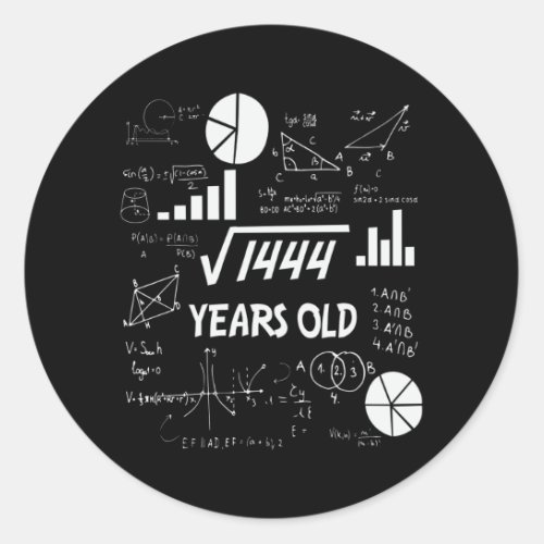38th Birthday Square Root Math 38 Years Old Bday Classic Round Sticker