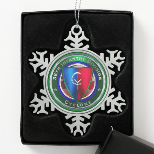 38th Infantry Division   Snowflake Pewter Christmas Ornament
