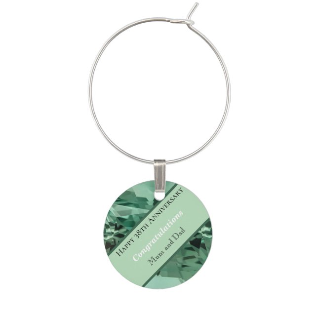 38th Wedding Anniversary Beryl  Wine Charm (Front)