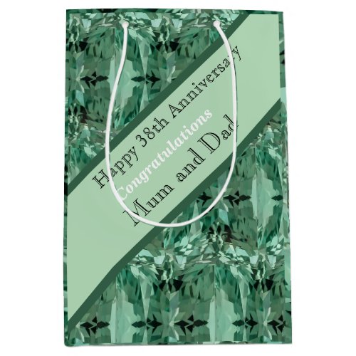 38th Wedding Anniversary Green Beryl Medium Gift Bag