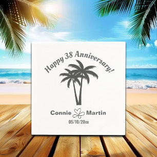 38th Wedding Anniversary Palm Trees Napkins