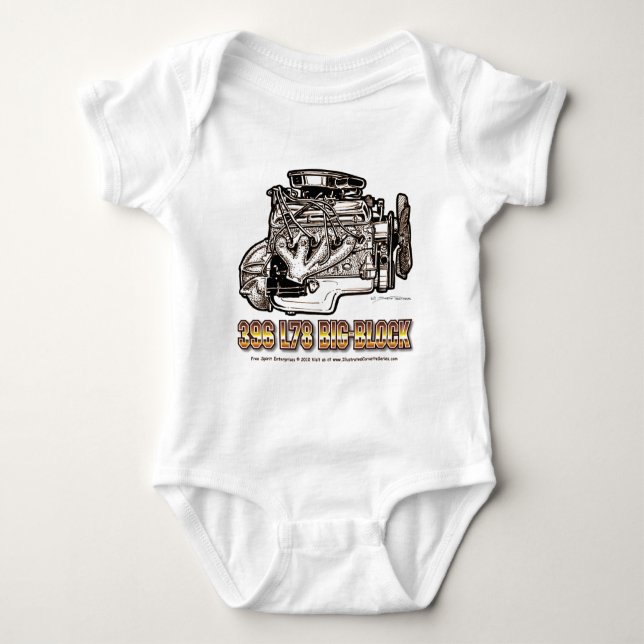 396 L78 Big Block Corvette Engine Baby Bodysuit (Front)