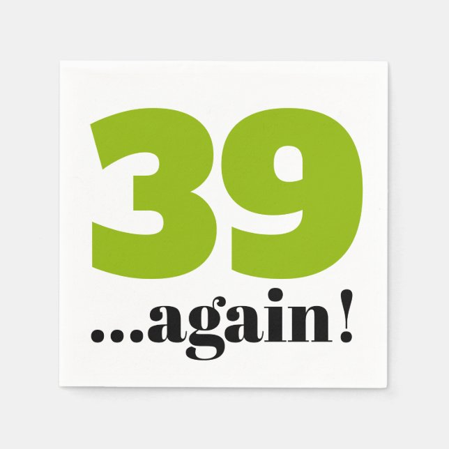39 again apple green birthday celebration  napkins (Front)