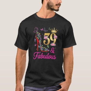 39 & Fabulous 39 Years Old 39th Bday Butterflies H T-Shirt