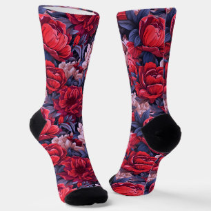 #39 Floral pattern Crew Socks