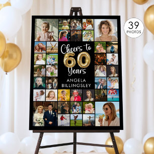39 Photo Collage 60th Birthday Cheers to Years Foam Board