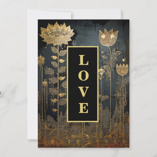 *~ 39 RSVP AR26 QR Gold Lace LOVE Vintage Wedding Invitation
