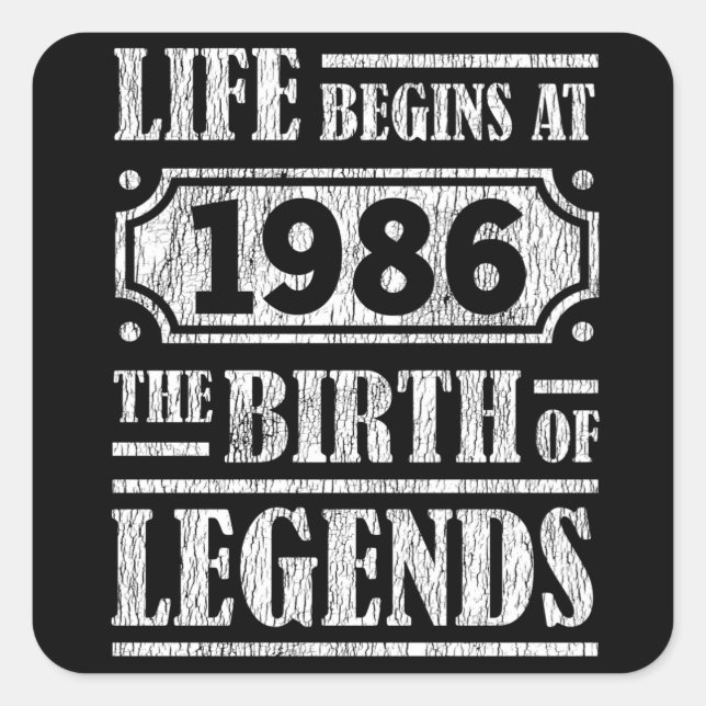 39 Year Old 1986 Birth Of Legend 39th Birthday Square Sticker (Front)