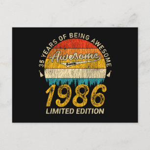 39 Year Old 1986 Retro Awesome 39th Birthday Gift Postcard