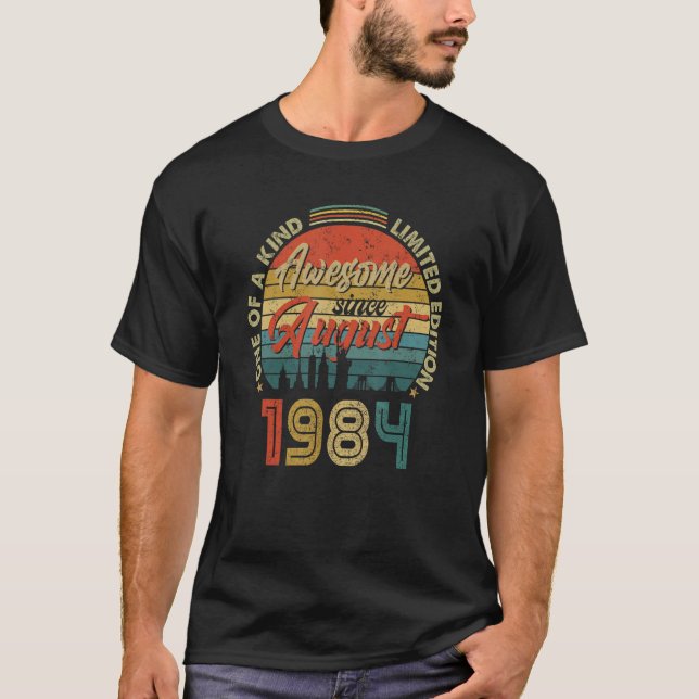 39 Year Old  Awesome Since August 1984 39th Birthd T-Shirt (Front)