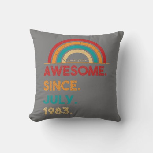 39 Year Old Awesome Since July 1983 Gifts 39th Throw Pillow