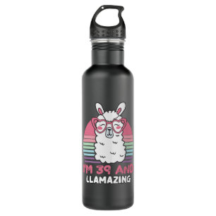 39 Year Old Bday Llamazing 39th Birthday Llama Stainless Steel Water Bottle