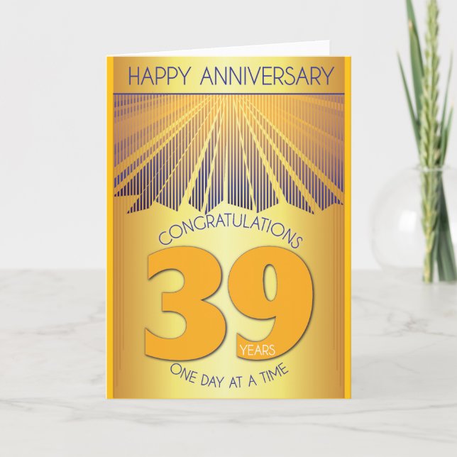 39 Year Sober Anniversary | Golden Ray 12 Step  Card (Front)