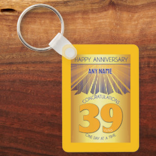 39 Year Sober Anniversary Golden Ray 12 Step Keychain