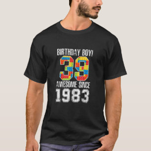 39 Years Old Block Building Awesome 1983 39th Birt T-Shirt