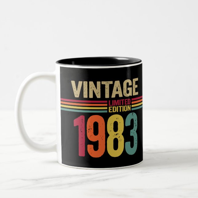 39 Years Old Gifts Vintage 1983 39th Birthday gift Two-Tone Coffee Mug (Left)