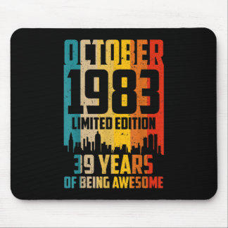 39 Years Old Gifts Vintage October 1983 39th Birth Mouse Pad