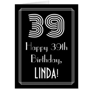 39th Birthday — Art Deco Inspired Look “39” + Name Card