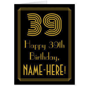 39th Birthday: Art Deco Inspired Look “39” + Name Card
