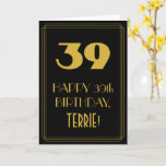 [ Thumbnail: 39th Birthday – Art Deco Inspired Look "39" & Name Card ]