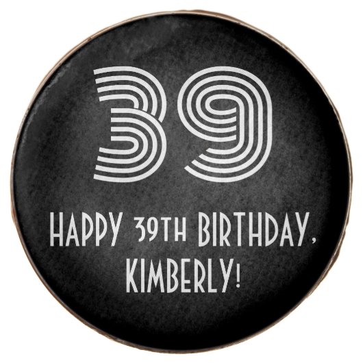 39th Birthday - Art Deco Inspired Look "39", Name Chocolate Covered Oreo (Front)