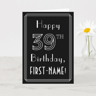 39th Birthday: Art Deco Style # 39 & Custom Name Card