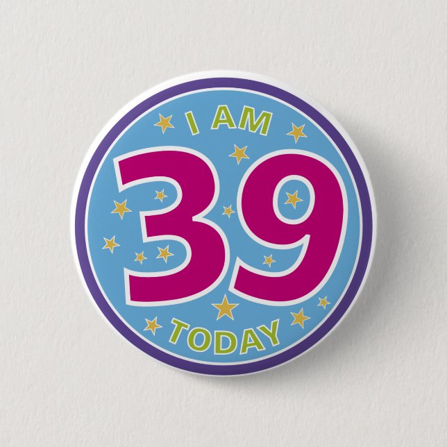39th Birthday Badge Button (Front)