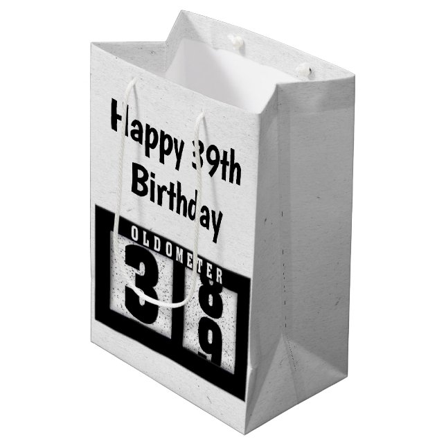 39th Birthday Black Odometer  Medium Gift Bag (Front Angled)