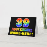 [ Thumbnail: 39th Birthday: Bold, Fun, Simple, Rainbow 39 Card ]