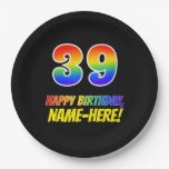[ Thumbnail: 39th Birthday: Bold, Fun, Simple, Rainbow 39 Paper Plates ]