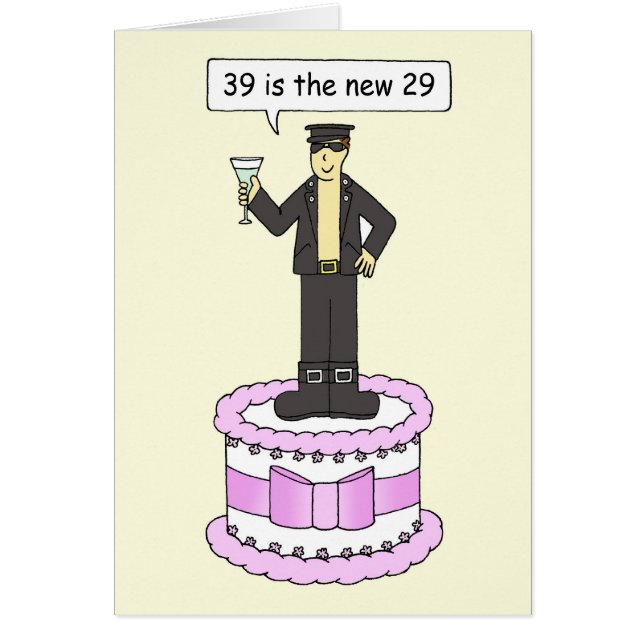 39th  Birthday Cartoon Humor for Him Cards (Front)