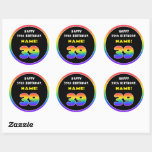 [ Thumbnail: 39th Birthday: Colorful Rainbow # 39, Custom Name Round Sticker ]