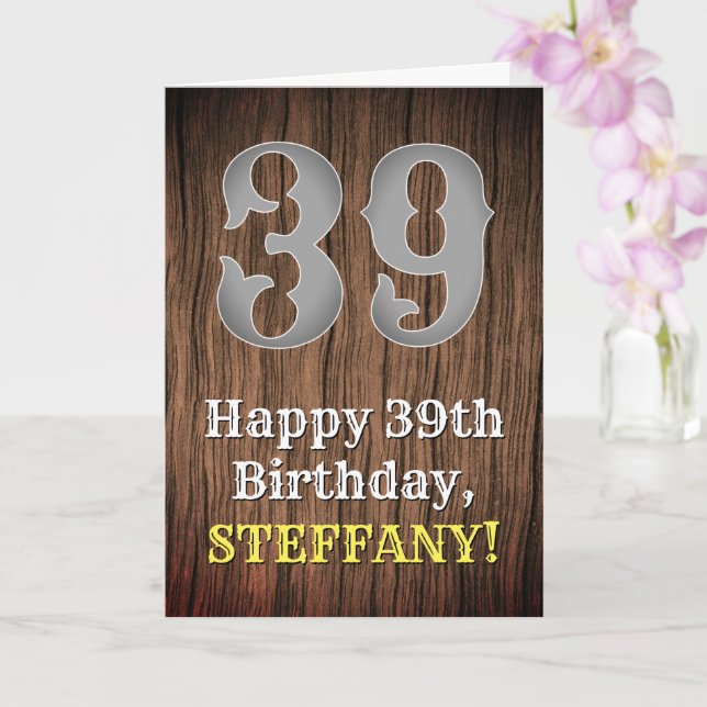 39th Birthday: Country Western Inspired Look, Name Card (Orchid)