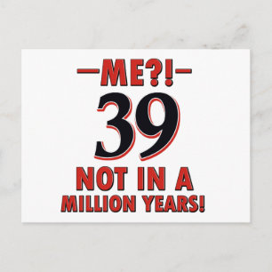 39th birthday designs postcard