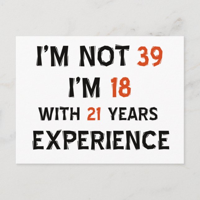 39th birthday designs postcard (Front)