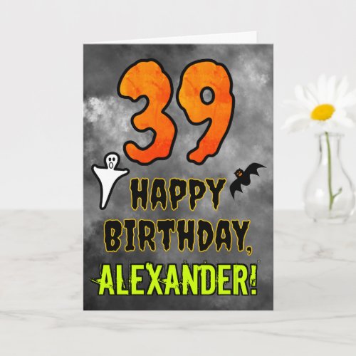 39th Birthday Eerie Halloween Theme  Custom Name Card