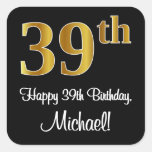 [ Thumbnail: 39th Birthday – Elegant Luxurious Faux Gold Look # Sticker ]