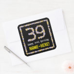 [ Thumbnail: 39th Birthday: Floral Flowers Number, Custom Name Sticker ]