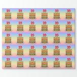 [ Thumbnail: 39th Birthday: Fun Cake and Candles + Custom Name Wrapping Paper ]