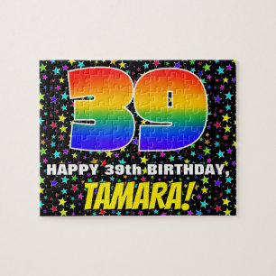 39th Birthday — Fun, Colorful Star Field Pattern Jigsaw Puzzle
